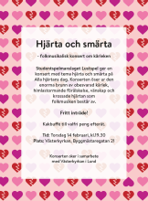 Affisch konsert Hjärta och smärta